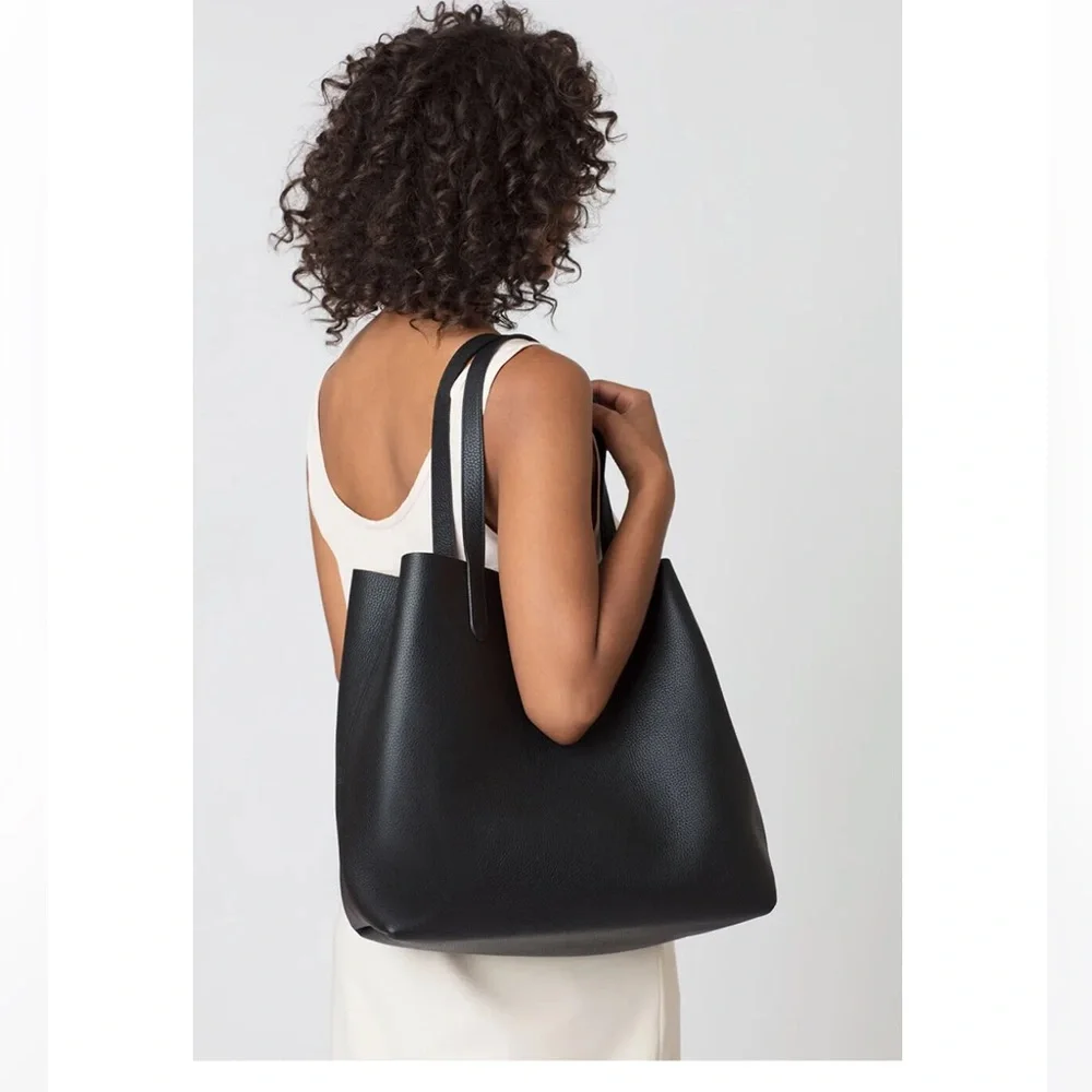 Cuyana Structured Black Leather Tote Bag - Like New! - Picture 2 of 16